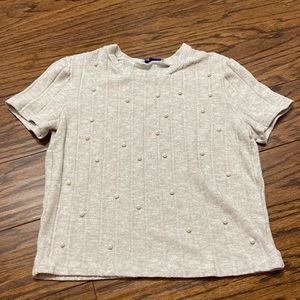 Zara knit pearl detail t-shirt